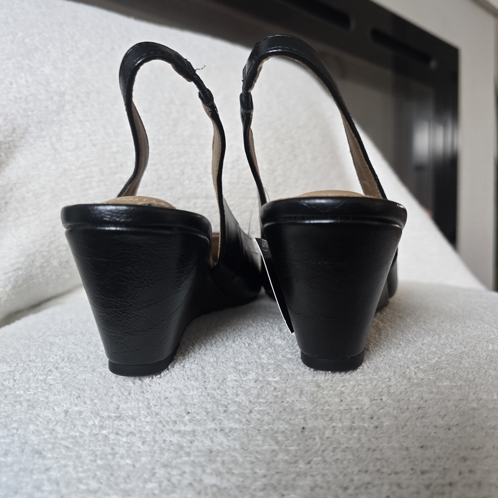 Rachel Zoe Black Slingback Wedge Shoes - Picture 4 of 5